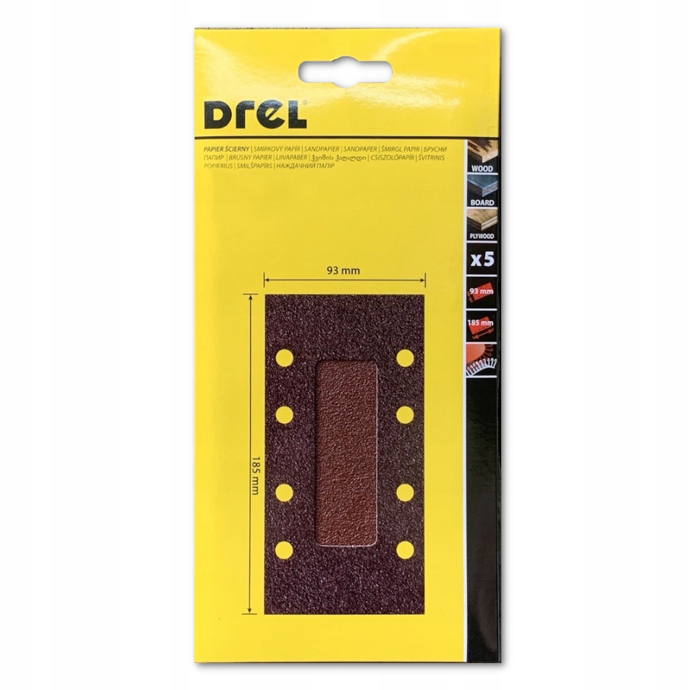 Papier ścierny na rzep Drel RPS-5012, z otworami 93 x 185mm P120