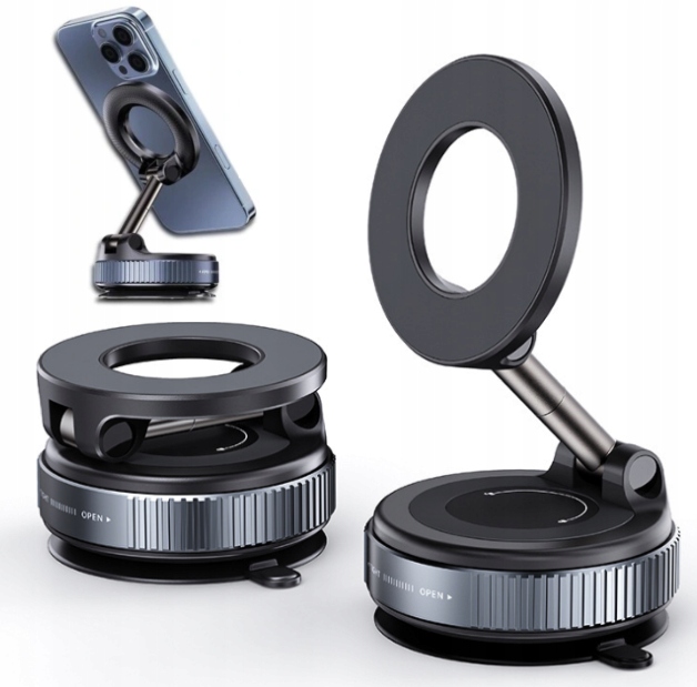 Uchwyt samochodowy na telefon do kokpitu magnetyczny obrotowy szyba