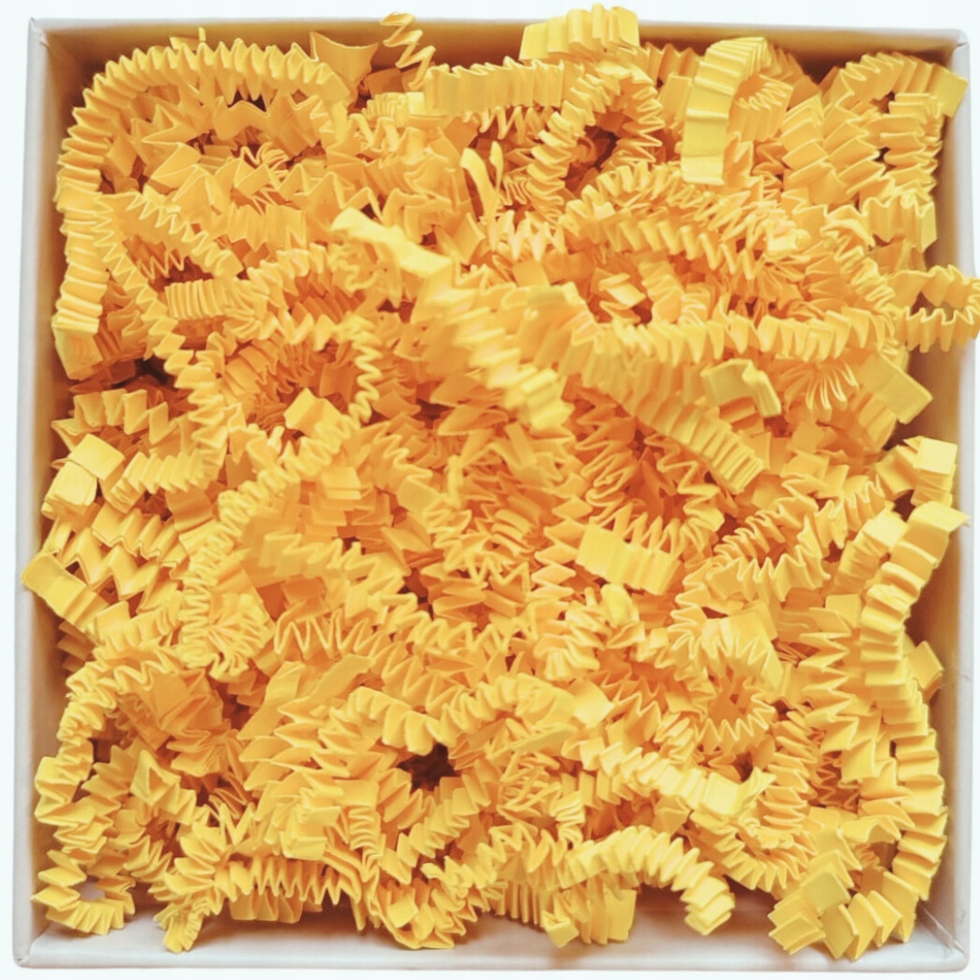 Wypełniacz ozdobny papierowy do paczek wiórki ZÓŁTE 100g