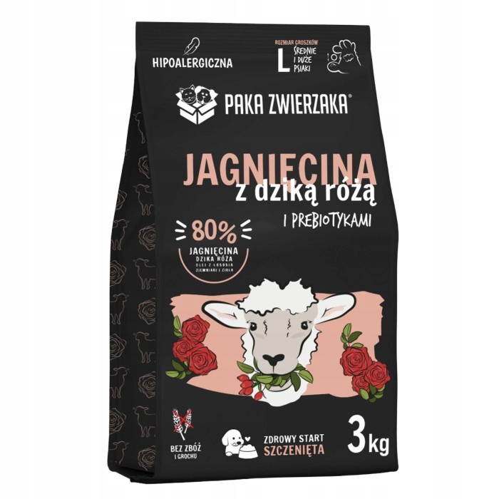 Paka Zwierzaka Puppy Large Szczeniak Jagnięcina z Dziką Różą 3kg
