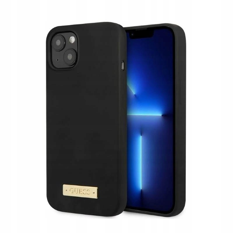 Guess Silicone Logo Plate MagSafe Etui iPhone 13 Mini (czarny)