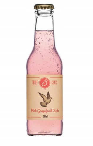 Levně Three Cents Pink Grapefruitová Soda 24 x 200 ml