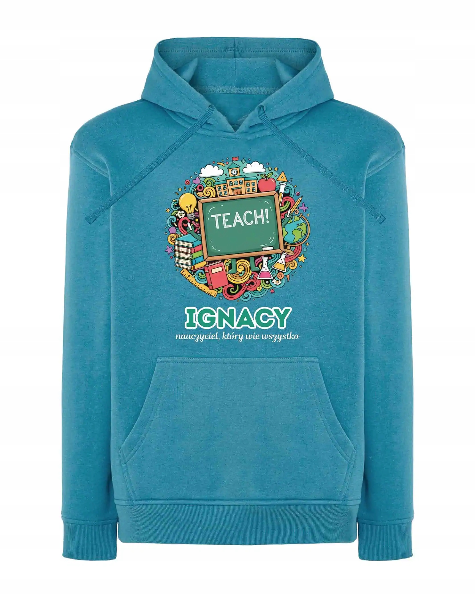 Mikina s kapucí Učitel Personalizovaná Ilustrační Modrá XL