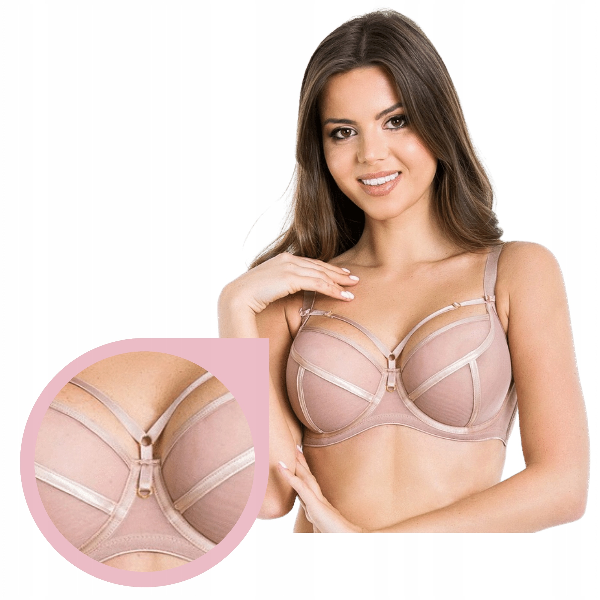 Podprsenka Mediolano Naked Soft 19064 měkká podprsenka béžová, hladké proužky 65I