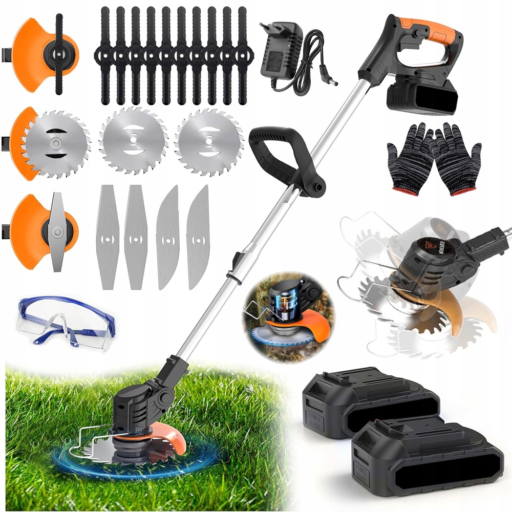 Akumulatorowa Podkaszarka Kosa Ogrodowa Wykaszarka Trawy Zestaw 800W 2x Aku