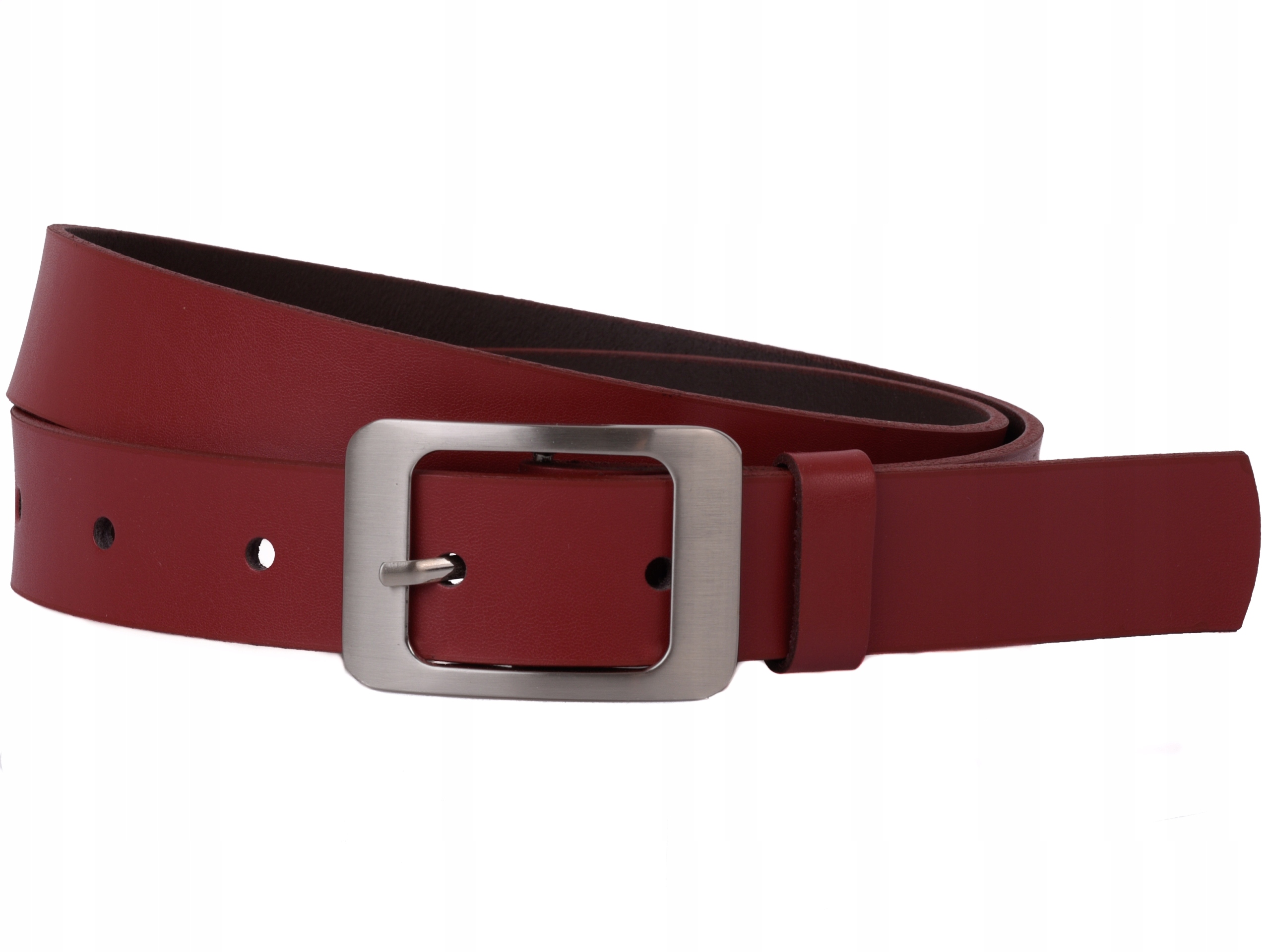 

Skórzany Pasek damski 3cm Bordowy