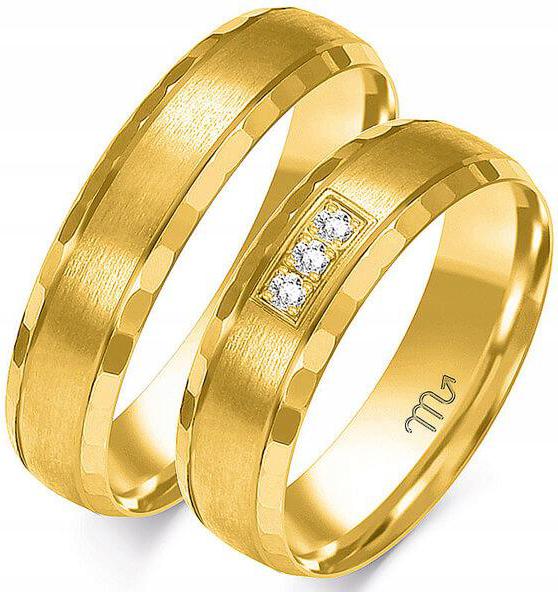 Zlatý snubní prsten na svatba pro pár 14K 585 vel. 26 27 28, originální dámský