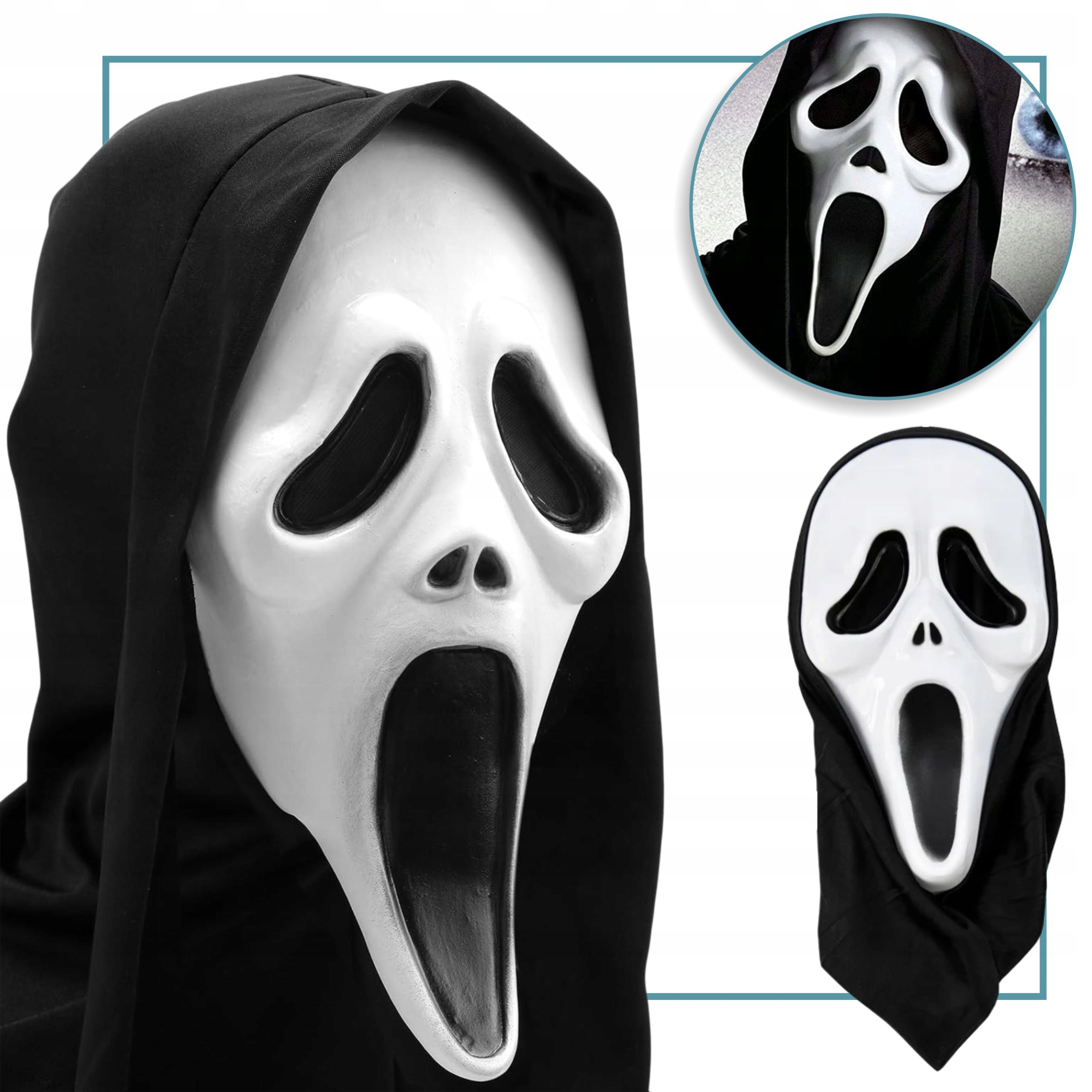 Maska na Twarz Krzyk Duch Czarna Halloween Kostium Przebranie dla Dorosłego Marka inny