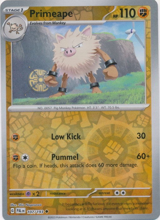 Primeape 107/193 Uncommon Reverse Holo Pokemon
