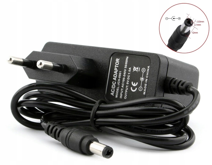 094 Zasilacz wtyczkowy Arduino 9V 1A 5.5/2.1 Stan opakowania oryginalne