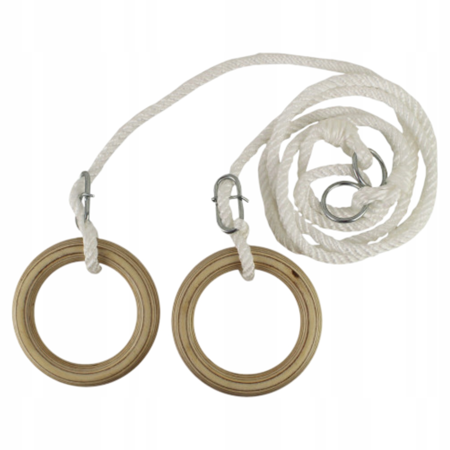 Gymnastická kolečka s dřevěným tréninkovým lanem Crossfit Spartan 160 cm