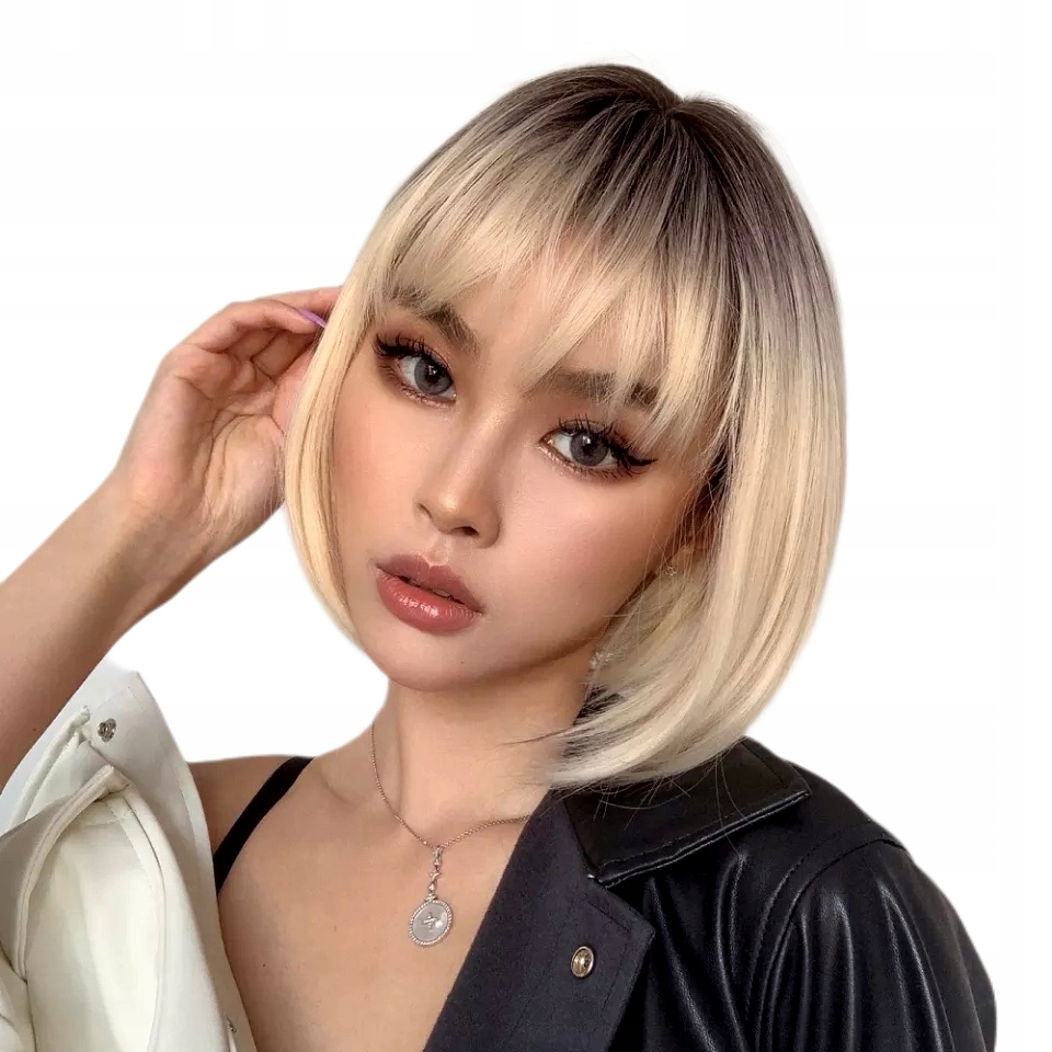 Peruka jasny blond krótki bob ombre włosy Jak naturalne peruki damskie