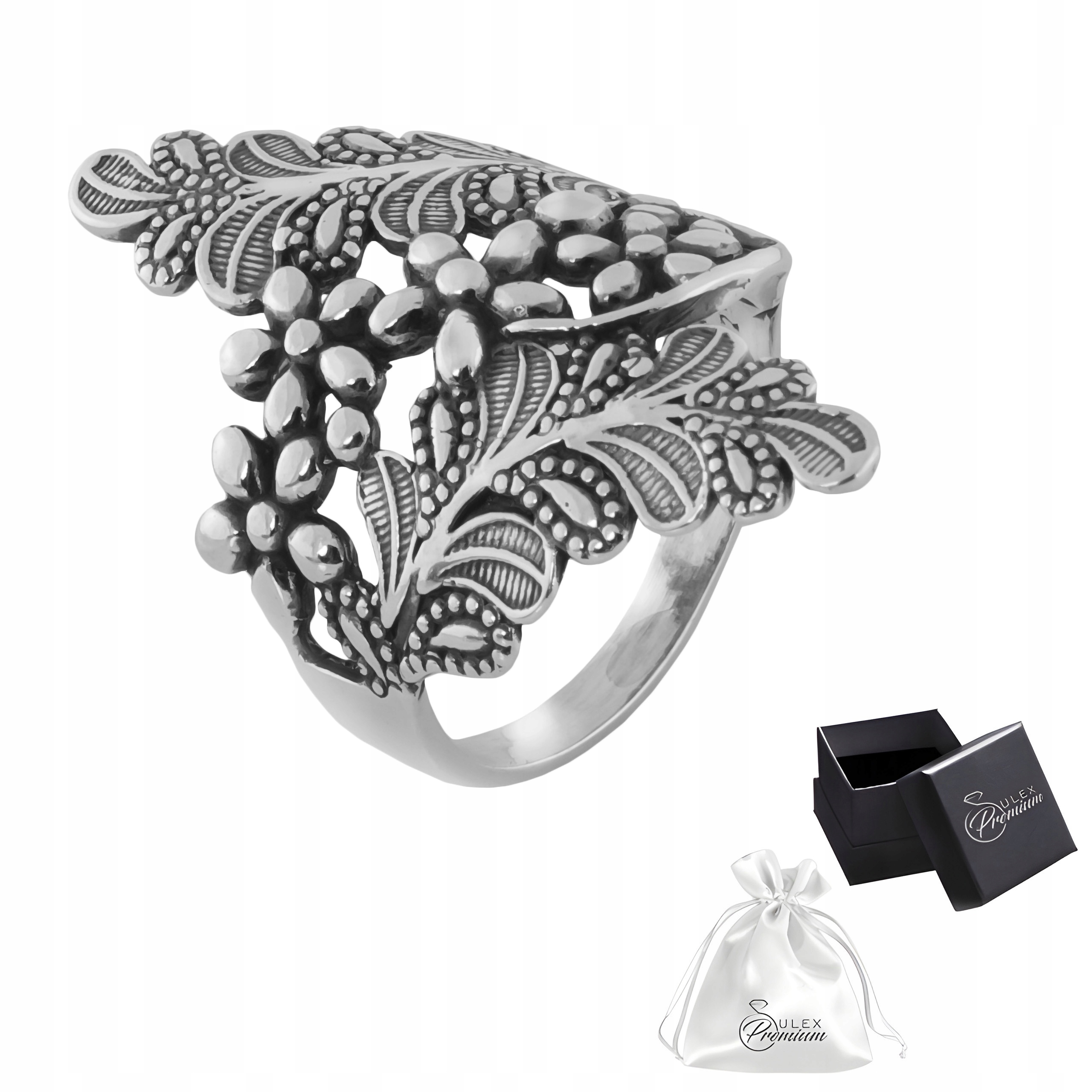 Prstýnek ryzost 925 Elegantní Oxidovaný Prsten Květiny vel. 21