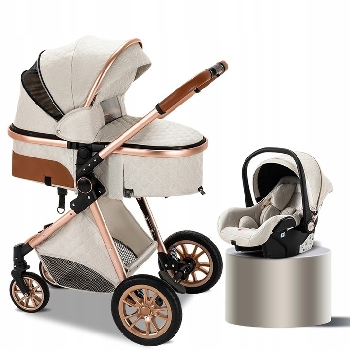 WÓZEK DZIECIĘCY 3W1 LUKSUSOWY WIELOFUNKCYJNY GONDOLA SPACERÓWKA FOTELIK Szerokość produktu 60 cm