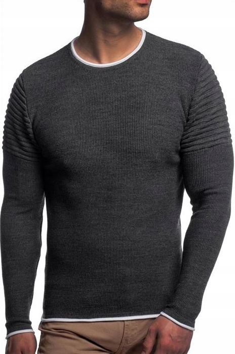 

Dopasowany Sweterek Slim Fit Antracyt XXL