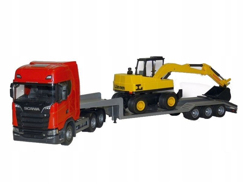 Scania S Next Gen s návěsem a bagrem Emek 30605