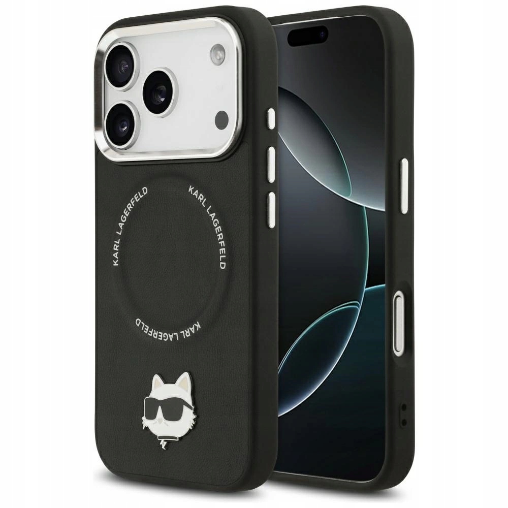 Pouzdro Karl Lagerfeld Choupette Pin MagSafe pro iPhone 17 Pro Max černé