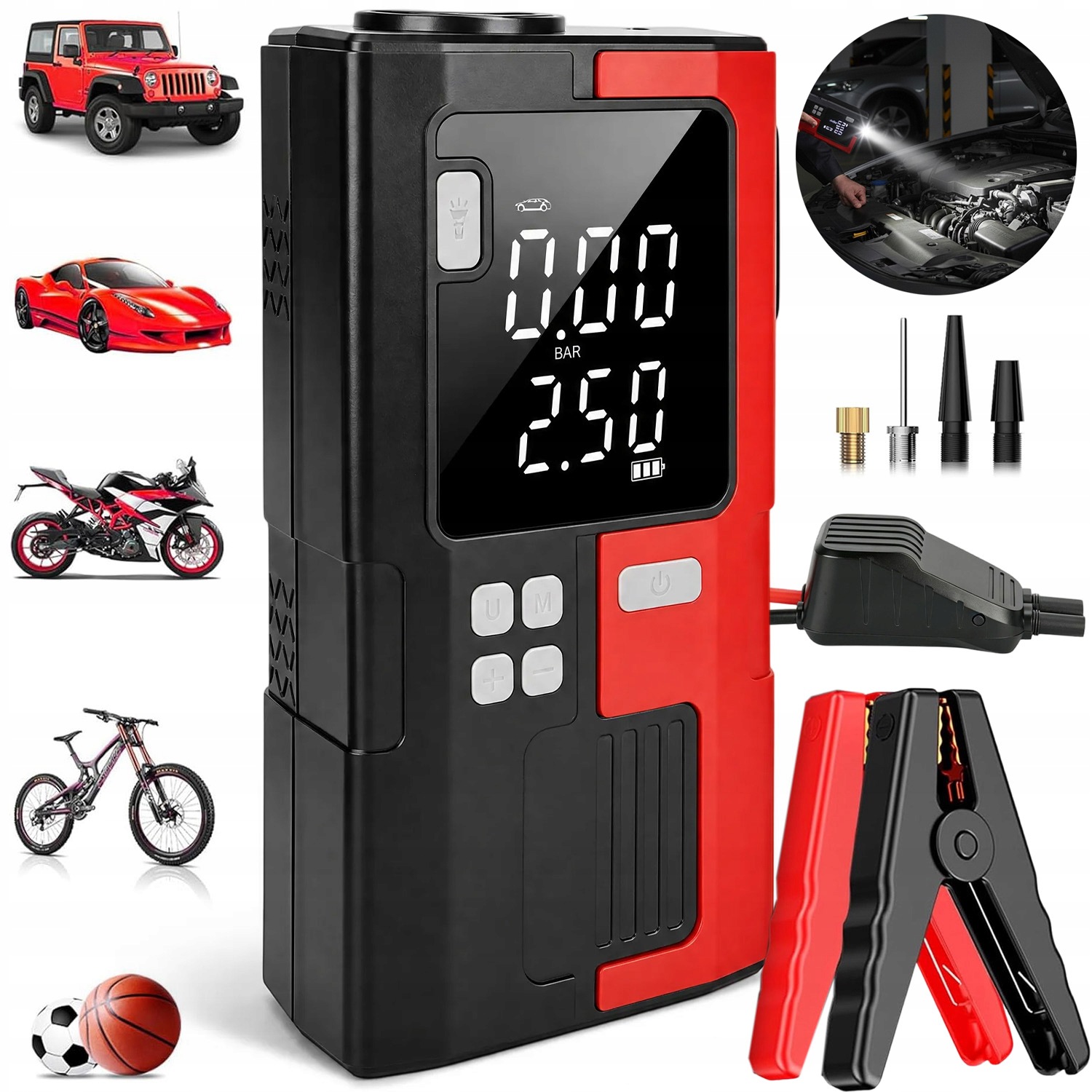Power Bank Jump Štartér Štartovanie Do Auta 16.8V LCD Displej 6000 Mah