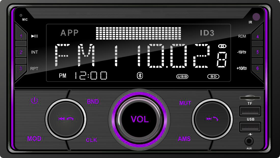 RADIO SAMOCHODOWE 2-DIN BLUETOOTH USB SD RDS LCD RGB MIKROFON PILOT ZESTAW Pilot w zestawie tak