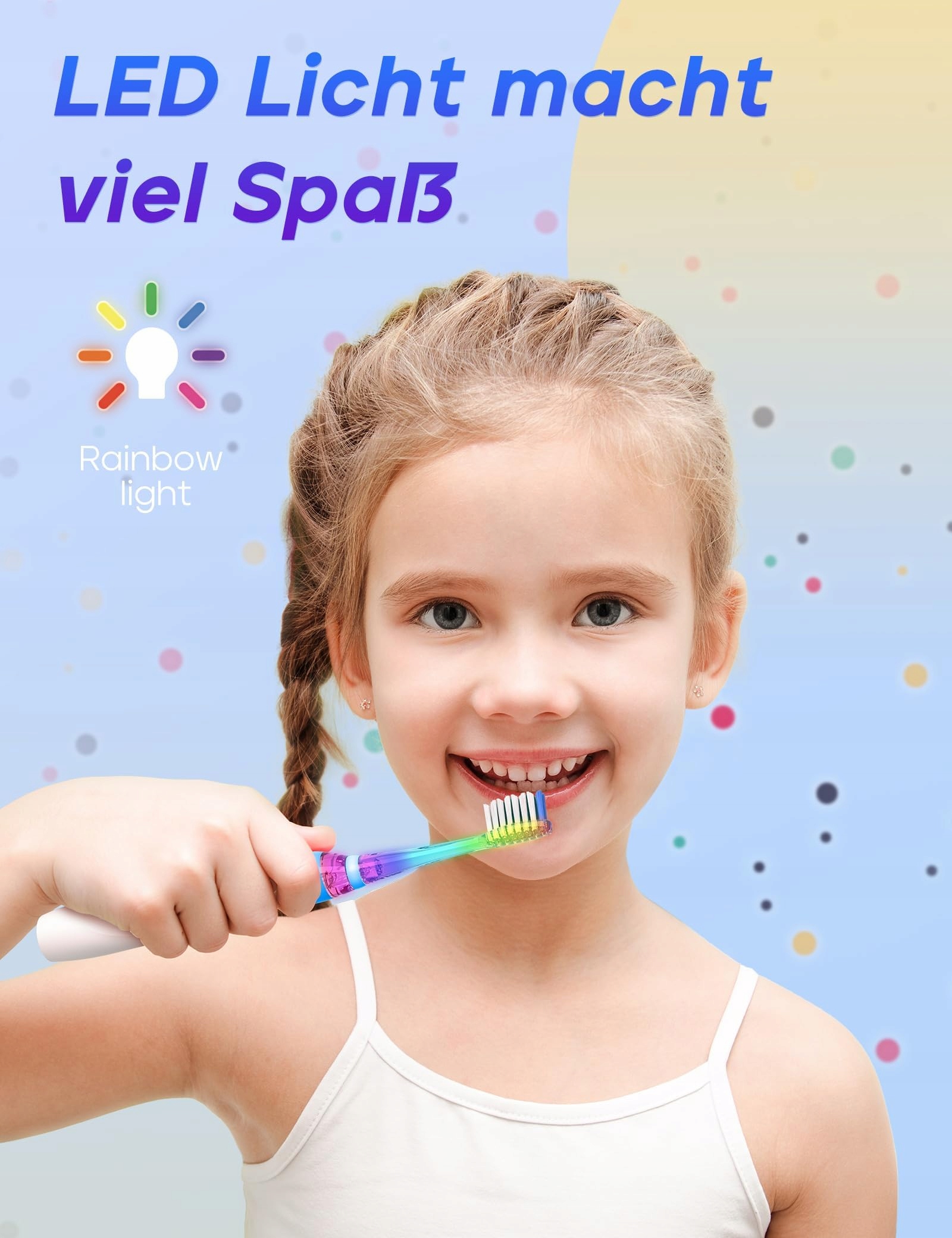 SEAGO Szczoteczka Elektryczna Dla Dzieci 4 Główki LED 4 Tryby Niebieska — miniatura 2