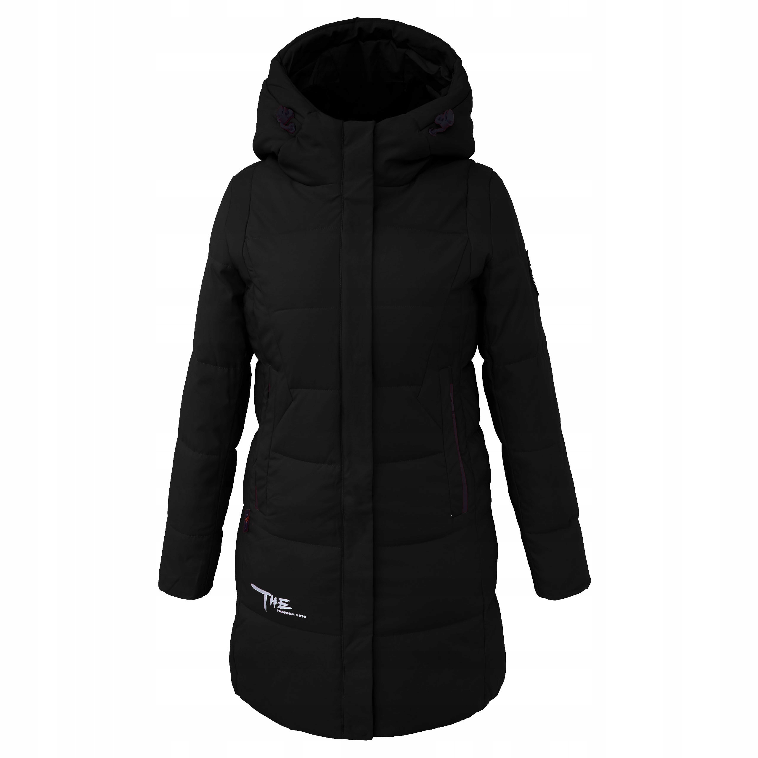 KURTKA PŁASZCZ ZIMOWY OCIEPLANY Z KAPTUREM 42 XL Rękaw długi rękaw