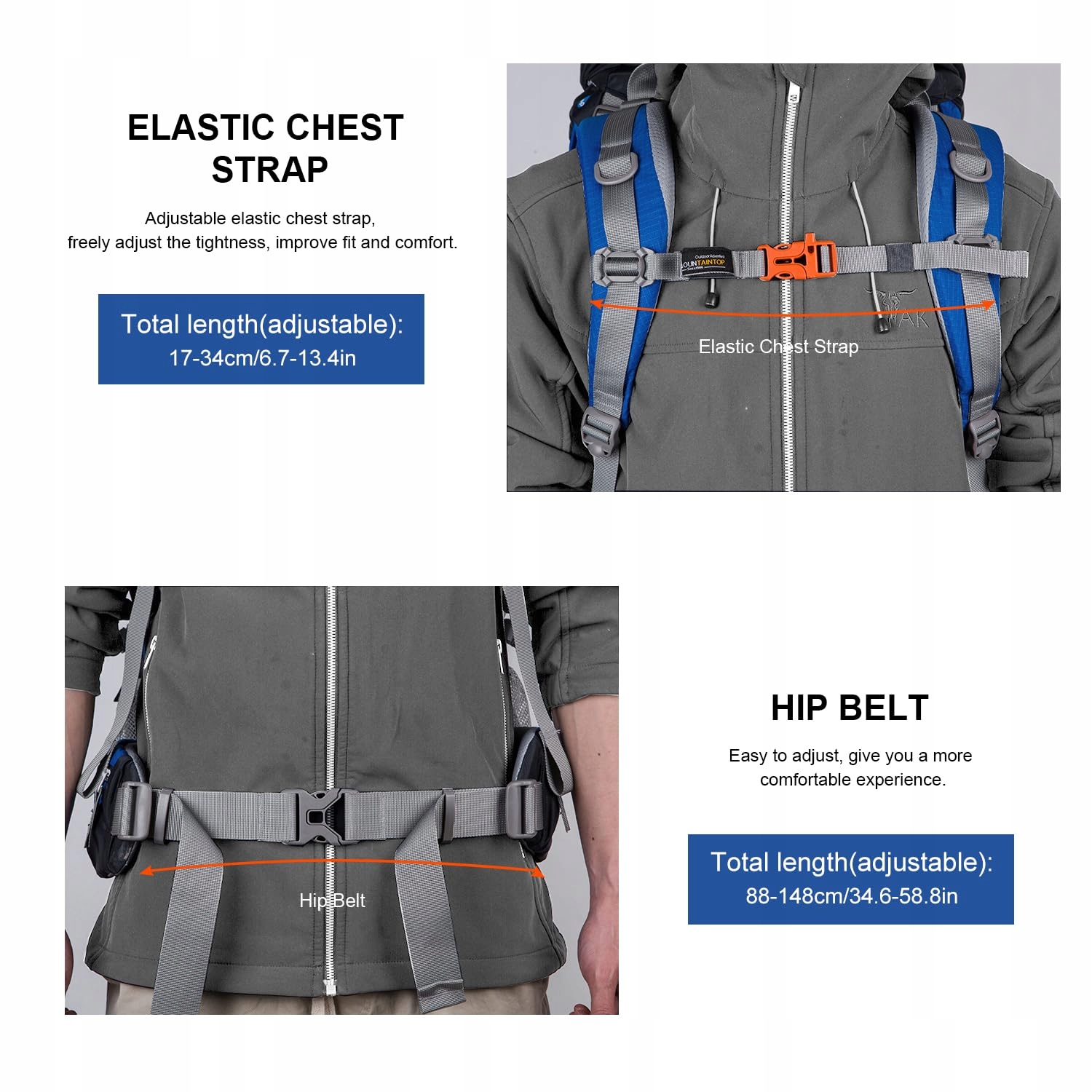 MOUNTAINTOP Plecak Trekkingowy 80L Unisex Na Podróże Camping Trekking — miniatura 5