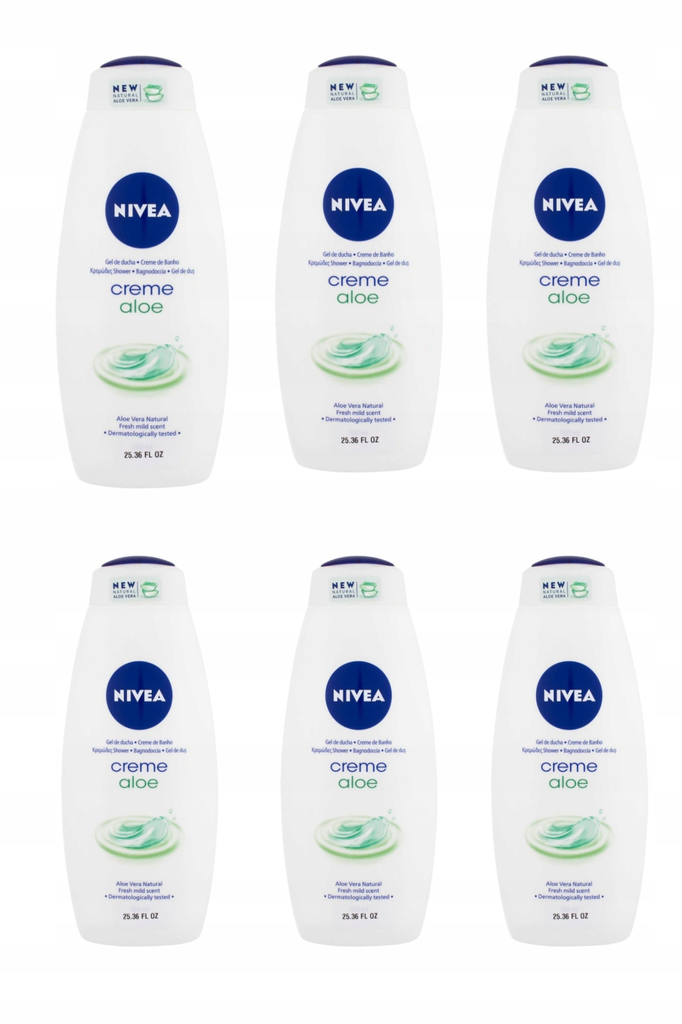 6x Nivea Creme Aloe Kremowy żel pod prysznic, 750ml