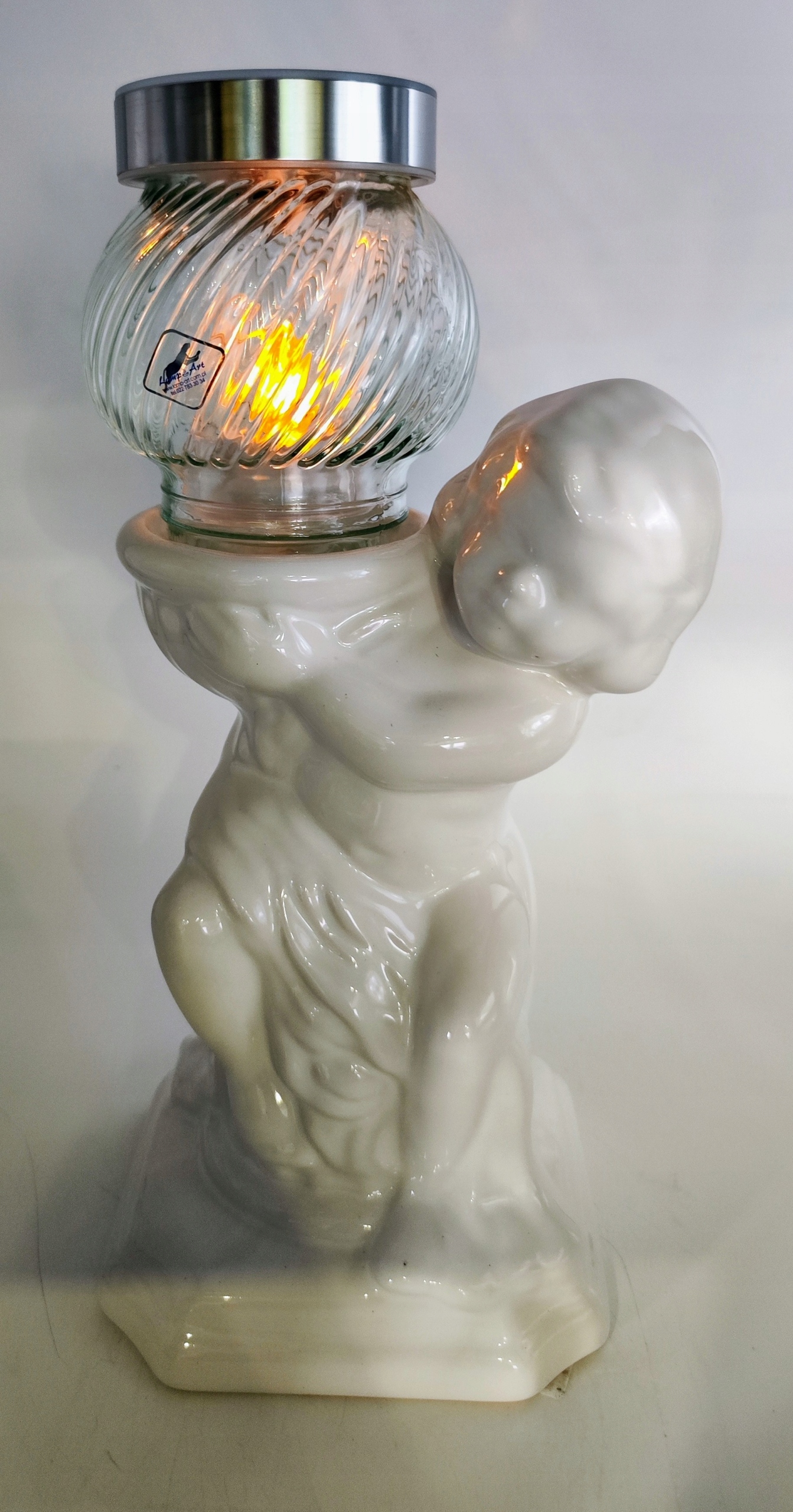 Porcelánový anjel ZC-A3B biely solárny duo Ž/ kus