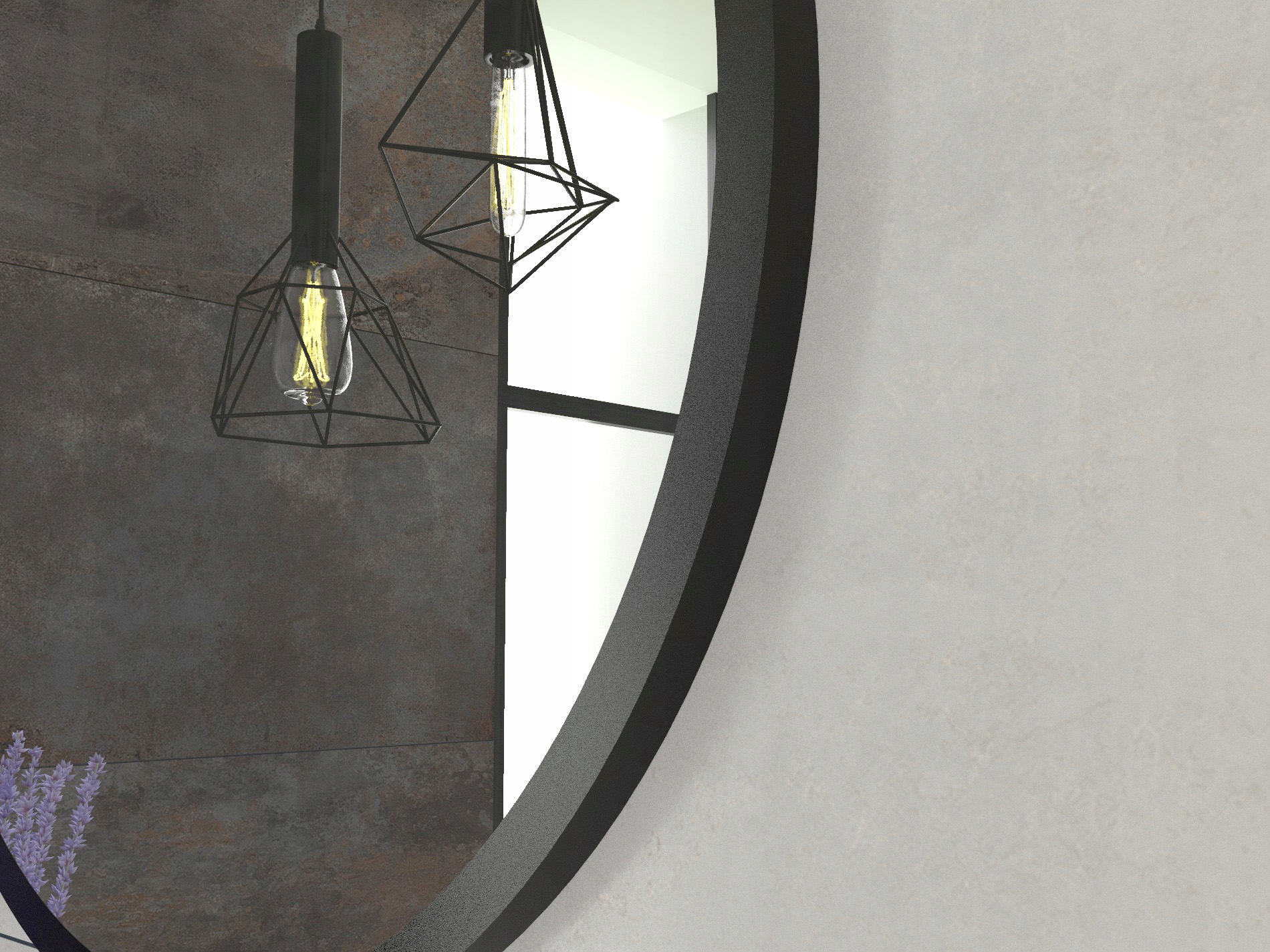 Lustro Okrągłe Ścienne Loft w Czarnej Ramie 80cm Szerokość 800 mm