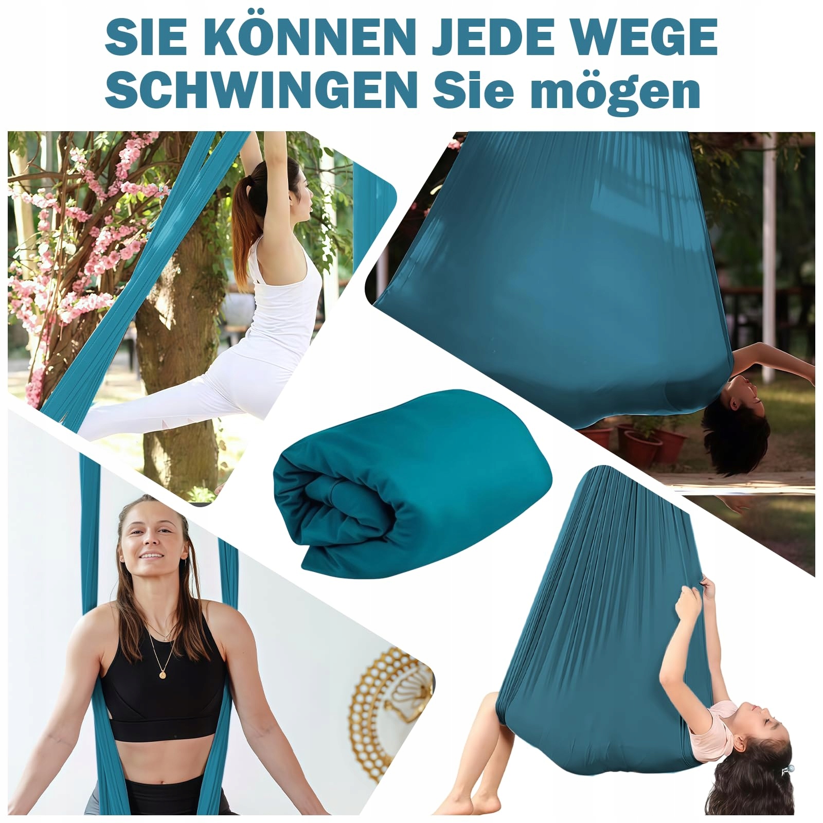 Hamak Do Jogi Powietrznej Aerial Yoga Swing Zestaw Ciemnozielony REDKNOT — miniatura 7