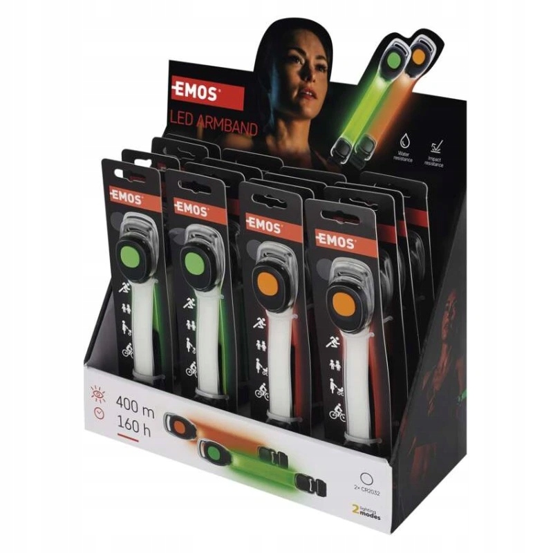 Led náramek, 10 lm, 2× CR2032, 16 ks, display box