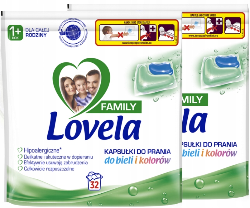 Levně Lovela Family Kapsle na praní Barevné světlé oblečení 64 ks Univerzální