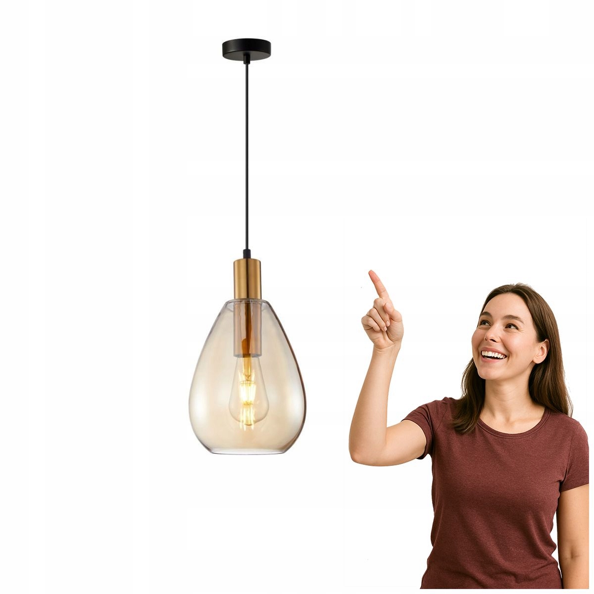 Zulo Italux závěsná mosazná lampa 115 cm do obývacího pokoje