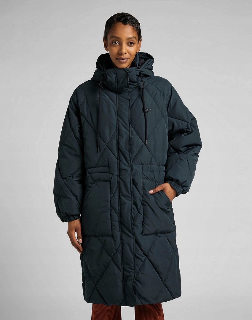 Dámská péřová bunda Lee Long Puffer Charcoal L55KEV30 2xs