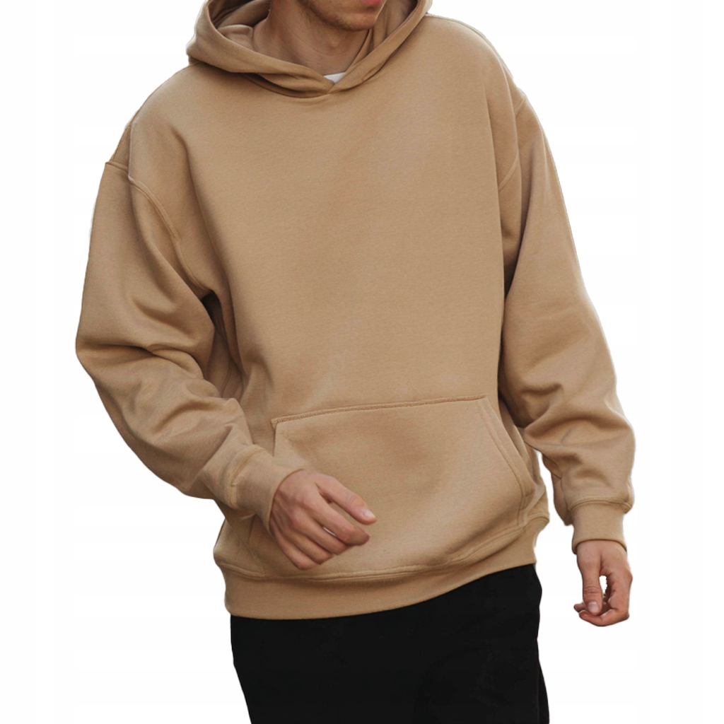 Pánská mikina Oversize s kapucí 330 g premium béžová silná, streetwear L