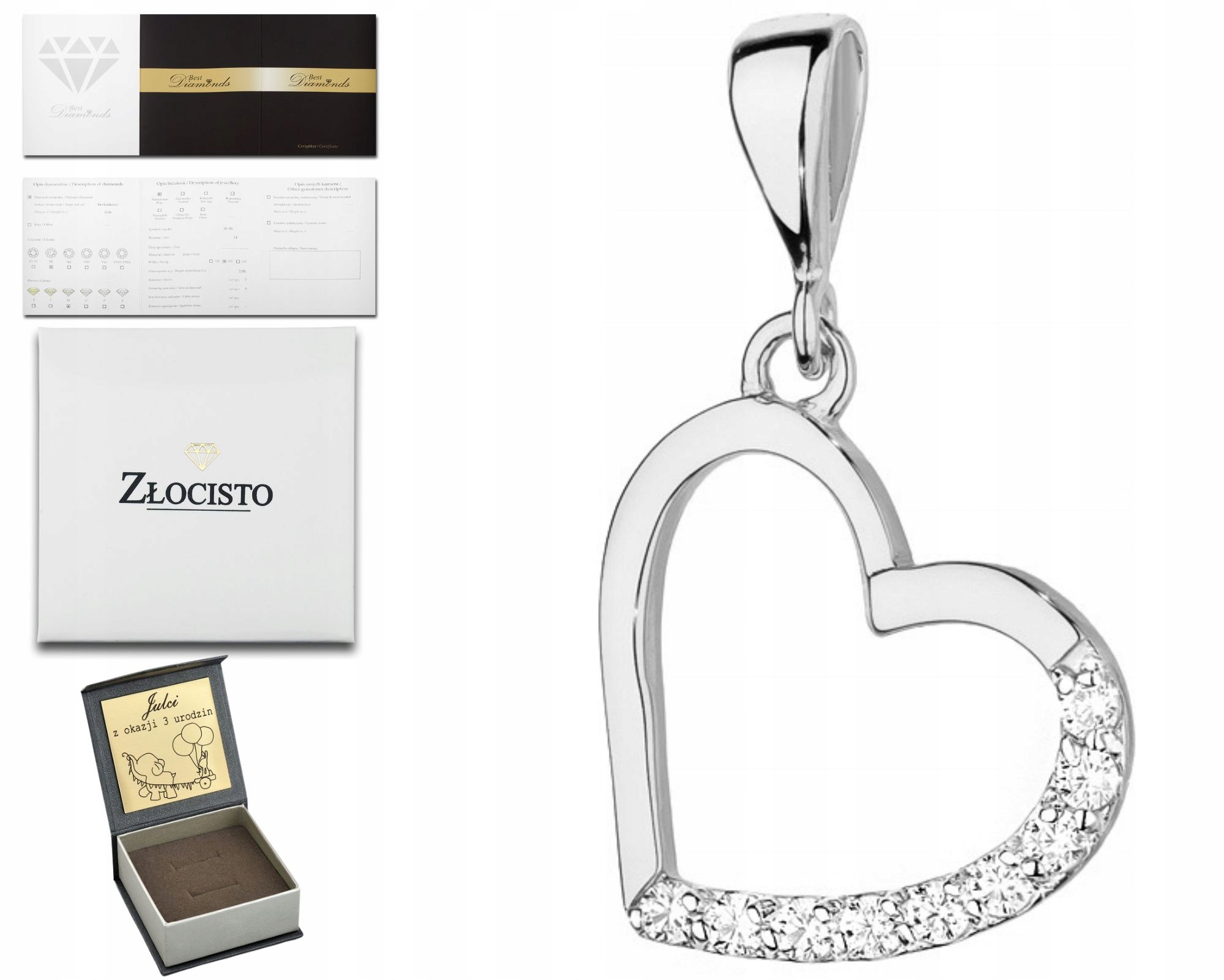 Zlatý Přívěsek S Brilianty, Bílé Zlato 585