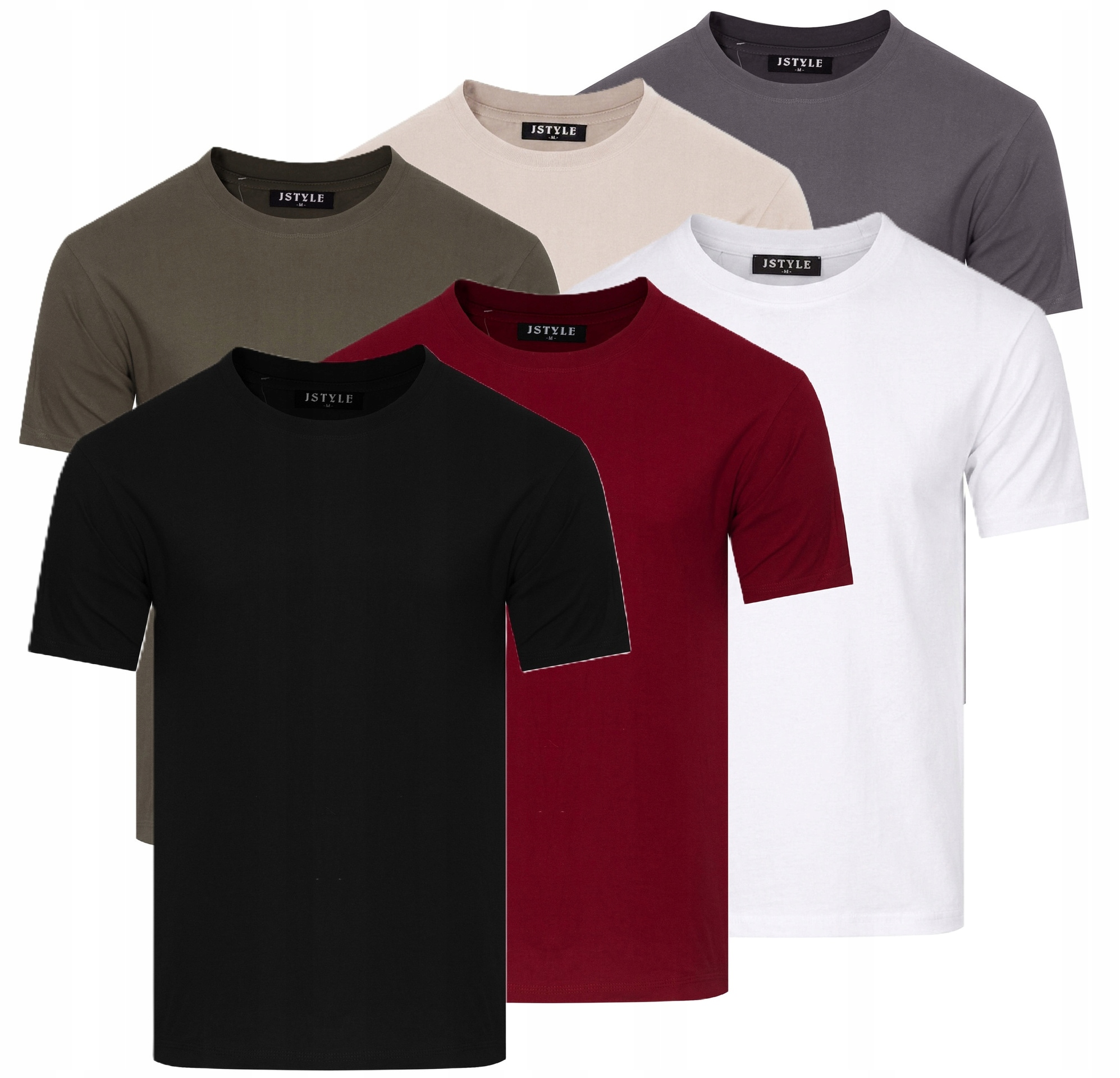 T-shirt Koszulka Męska bawełniana klasyczna gładka zestaw 6PACK basic
