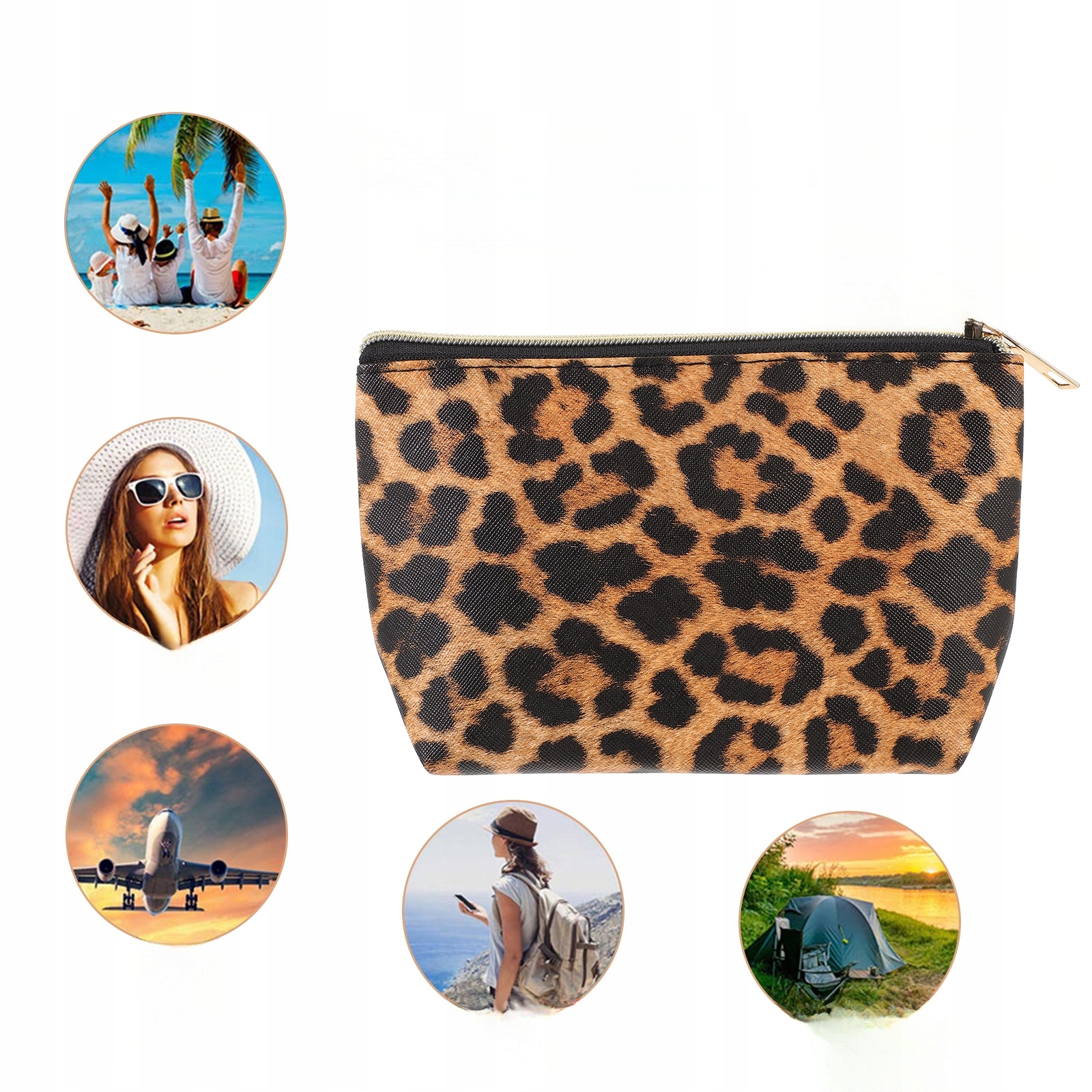 KOSMETYCZKA DAMSKA W KSZTAŁT PIERODU W PANTERKĘ Typ kuferek