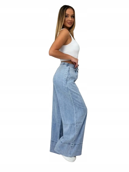 Spodnie damskie jeans szwedy na gumce szerokie niebieskie Vs Miss Xs