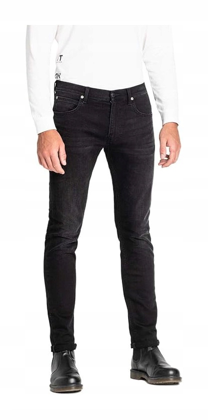 Pánské Džíny Lee Luke Slim Fit Bavlněné Trubičky Černé 31/32