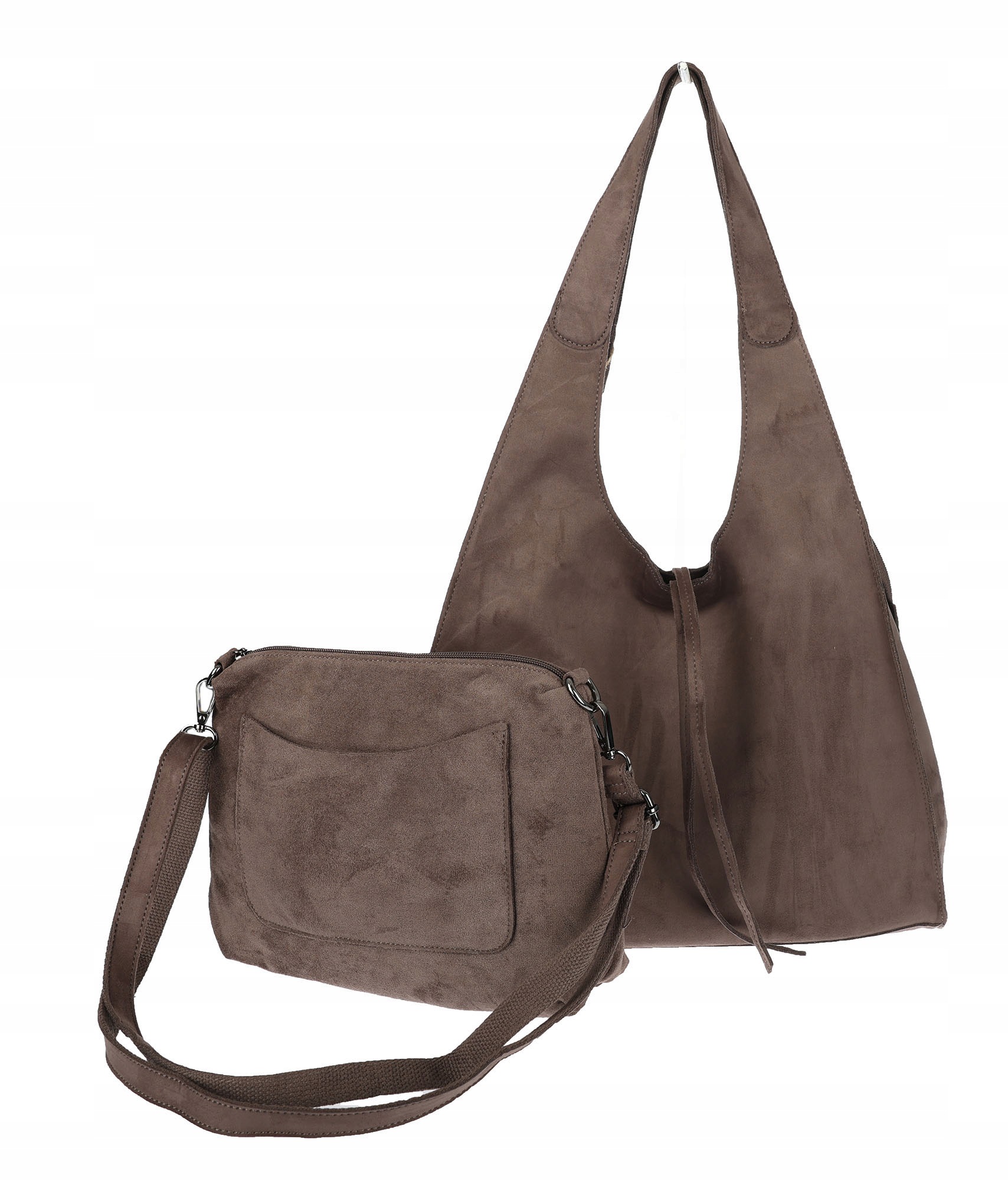 Dámská shopper kabelka semišová módní do práce taška L140 Mud Hnědá