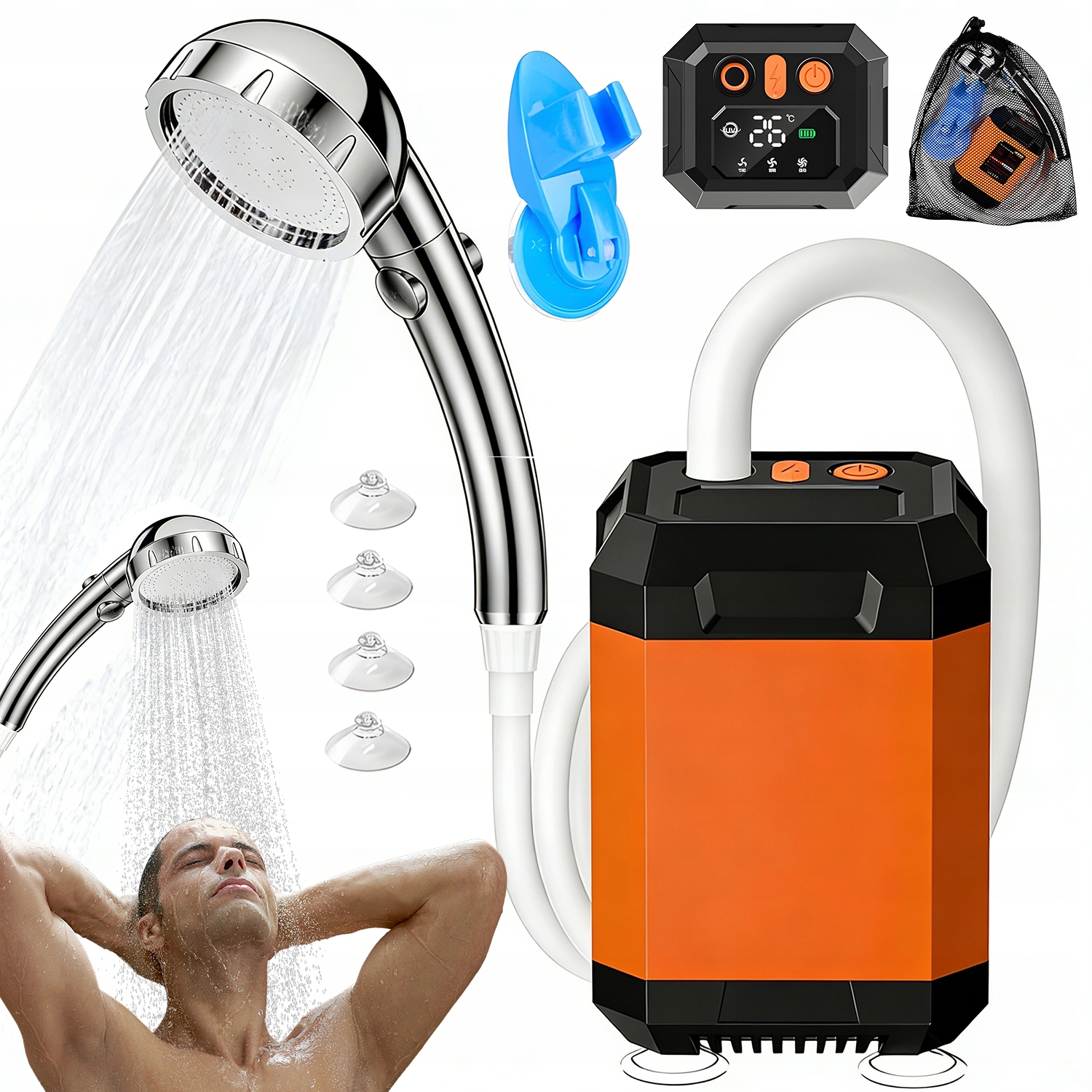 Prysznic Kempingowy Nastawny Przenośny Regulowana Dysza Wielofunkcyjny