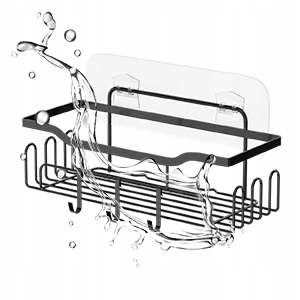 4X Samolepicí Koupelnové Police Bez Vrtání, Koupelnová Sada Černá