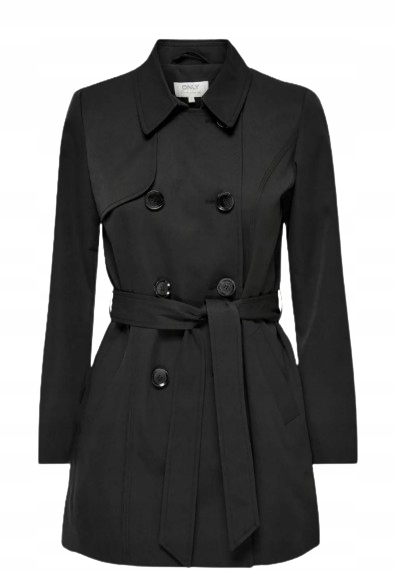 Only Dámský Dvouřadý Černý Přechodový Kabát S J_a