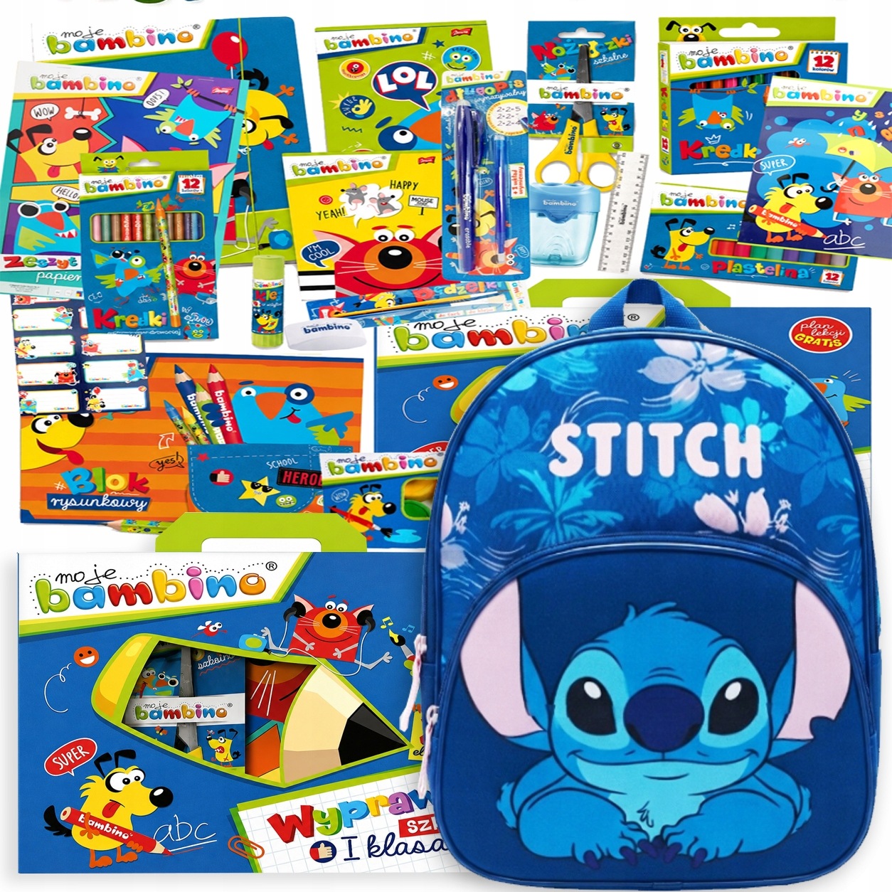 Zestaw Plecak Przedszkolny Stitch dla Dziewczynki Wyprawka Bambino Kredki
