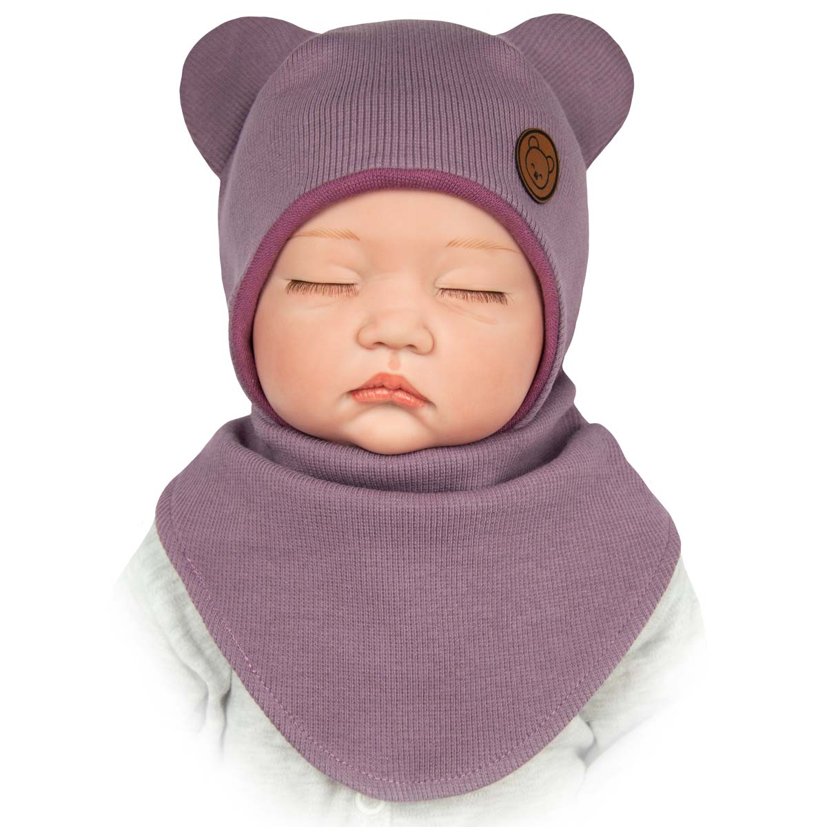 

Komplet wiosna jesień Czapka Apaszka wrzos 36-38