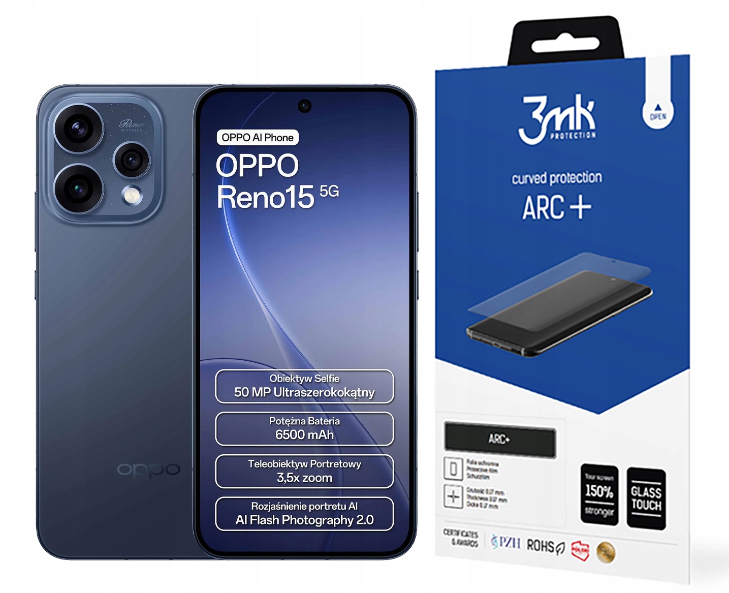 3MK Fólie Arc+ pro Oppo Reno 15 Fólie Fullscreen