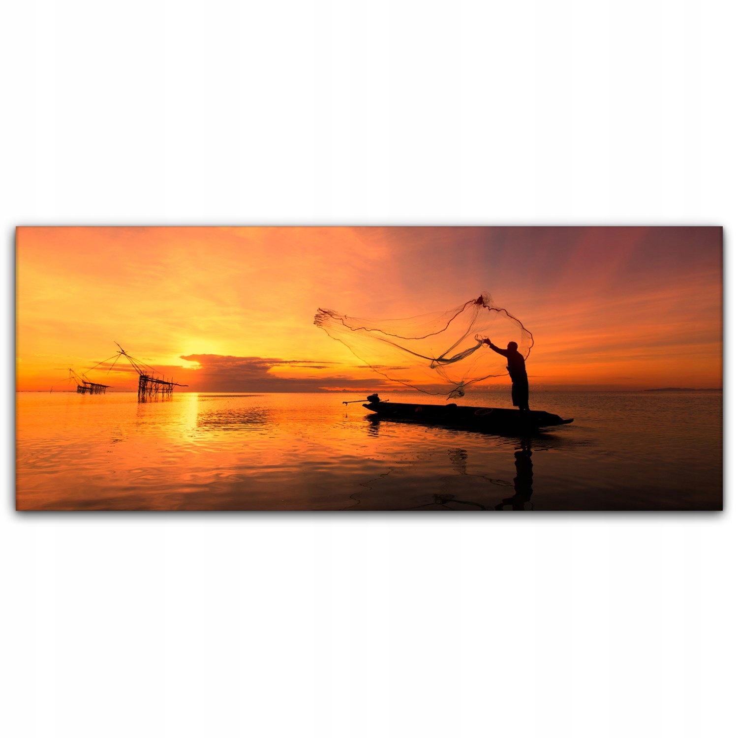 

Canvas do sypialni 125x50 Rybak Ryba Statek Woda