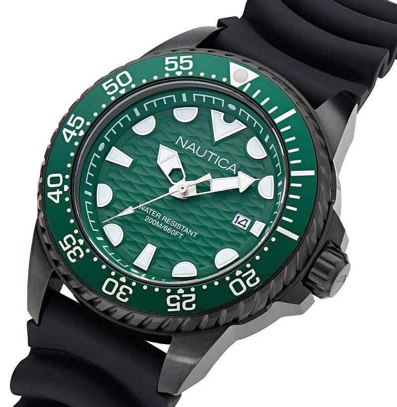 Pánské Hodinky Nautica NAPSDS501 Zeleno-černé Diver S Datem Luma Ø47 mm Box