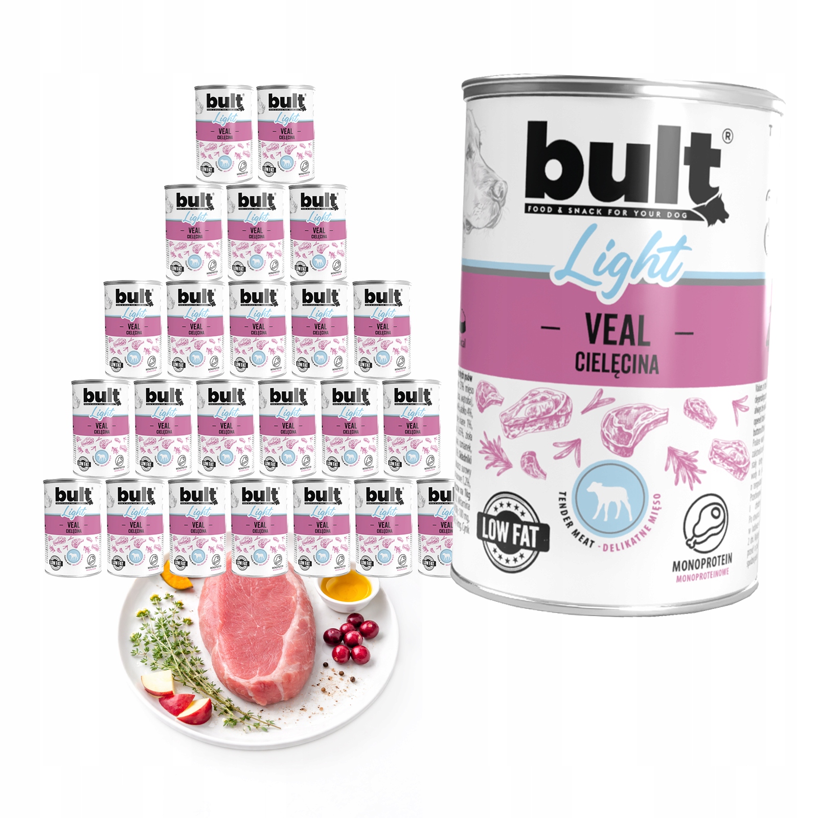 Levně Vlhké Krmivo Pro Psa Bult Light Telecí 24x400g Plechovka Set